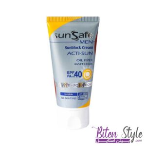 کرم ضد آفتاب فاقد چربی spf40 آقایان سان سیف مناسب برای انواع پوست 50 gr