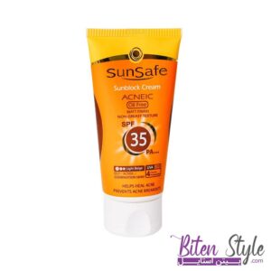 کرم ضد آفتاب SPF35 رنگی فاقد چربی سان سیف مناسب پوست های چرب و آکنه ای ۵۰ ml