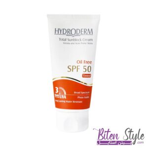 کرم ضد آفتاب رنگی فاقد چربی هیدرودرم SPF50 مناسب پوست های چرب و آکنه دار ۵۰ml